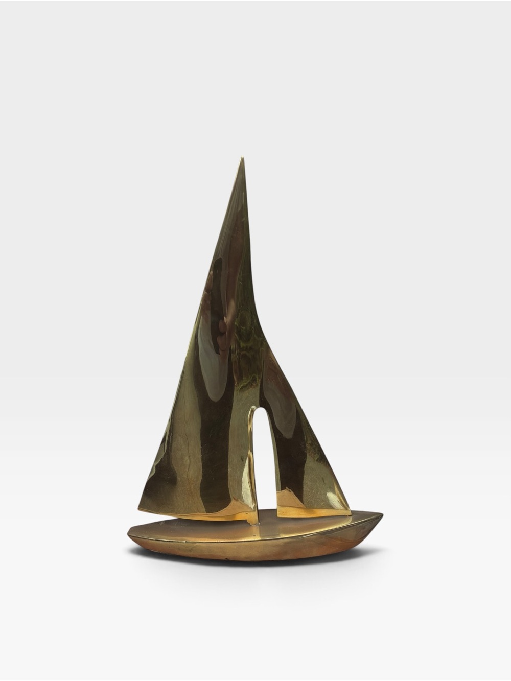 Brass Sailboat Decorative Sculpture - Gold Accent. 25 cm high